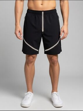 Men's Black Athletic Shorts with Reflective Trim